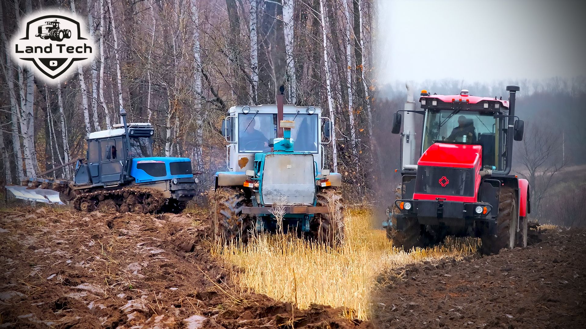 Тракторы К-530, Т-150К и Агромаш 90ТГ пашут поле в грязь. Новый Кировец вместо John Deere смотреть онлайн