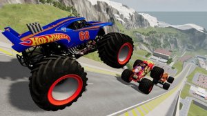 МУЛЬТИКИ ПРО МАШИНКИ Эпические прыжки и столкновения на скоростном монстр-траке Beamng Drive #92