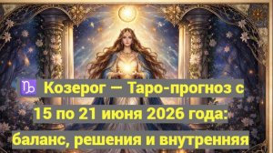 ♑ Козерог — Таро-прогноз с 15 по 21 июня 2026 года: баланс, решения и внутренняя опора 🔮✨
