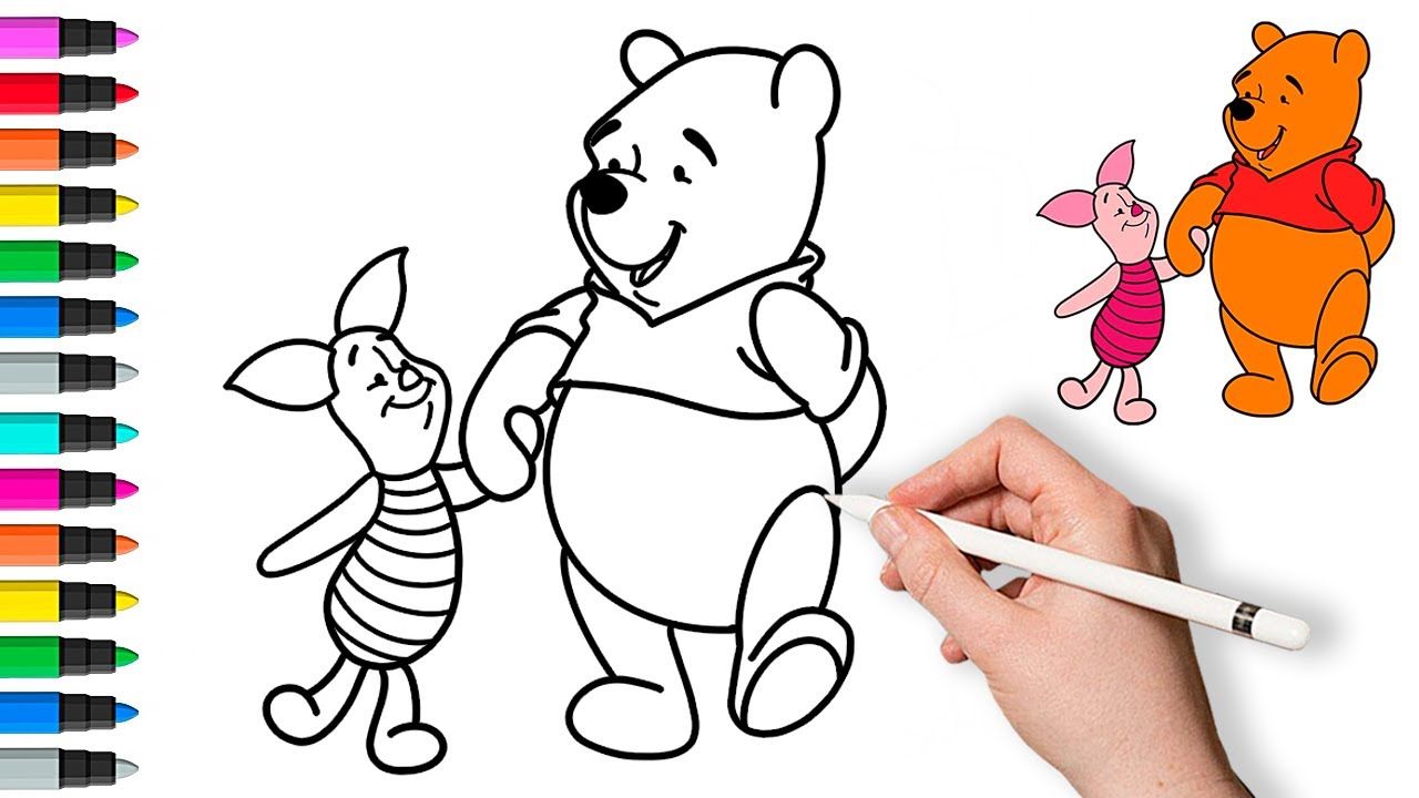 Как легко нарисовать Винни-Пуха и Пятачка | Рисование и раскраски для детей смотреть онлайн