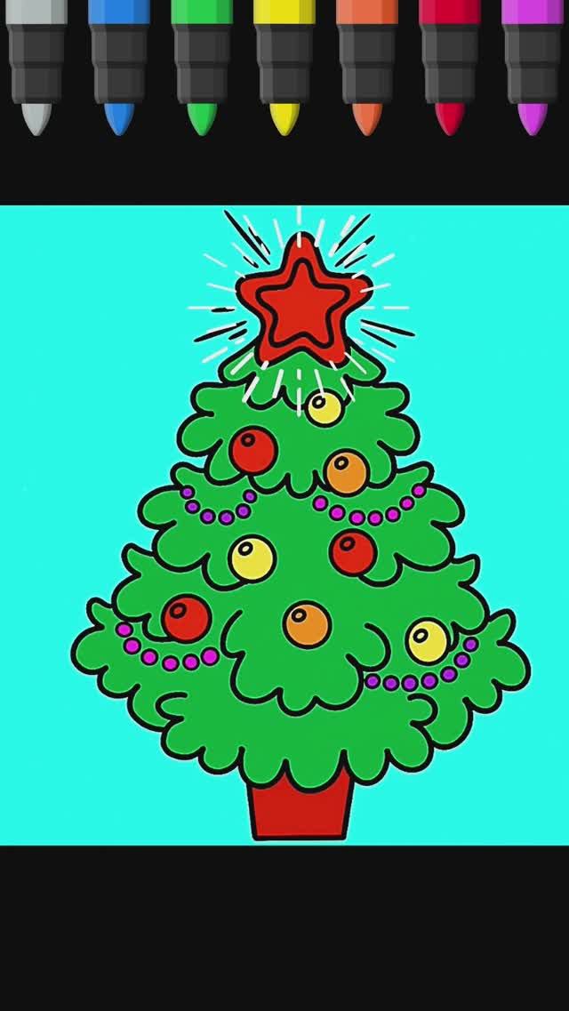 Как нарисовать Новогоднюю ёлочку. Рисунок и раскраска смотреть онлайн