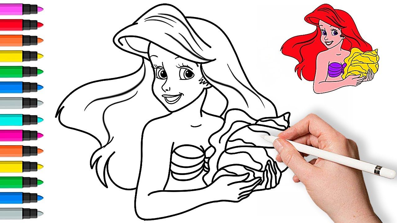 Как нарисовать русалочку Ариэль | Рисование и раскраски для детей смотреть онлайн