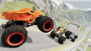 МУЛЬТИКИ ПРО МАШИНКИ Эпические прыжки и столкновения на скоростном монстр-траке Beamng Drive #94