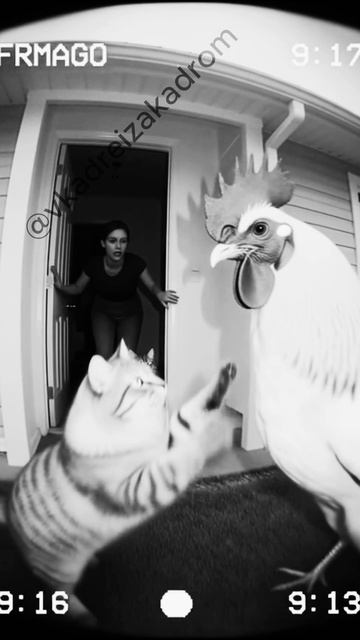 Кот прогнал петуха