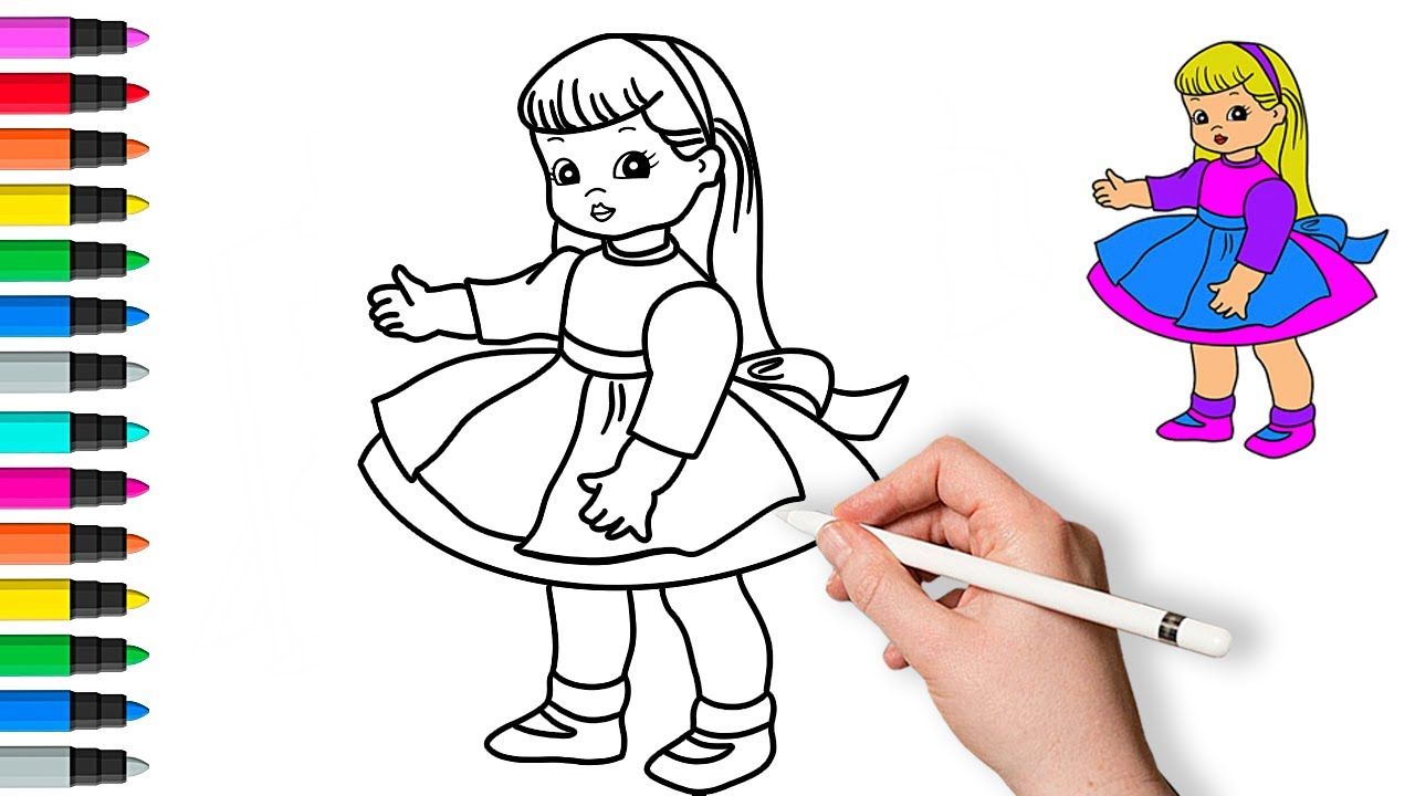 Как нарисовать куклу шаг за шагом 🎨 Рисование и раскраска для детей смотреть онлайн