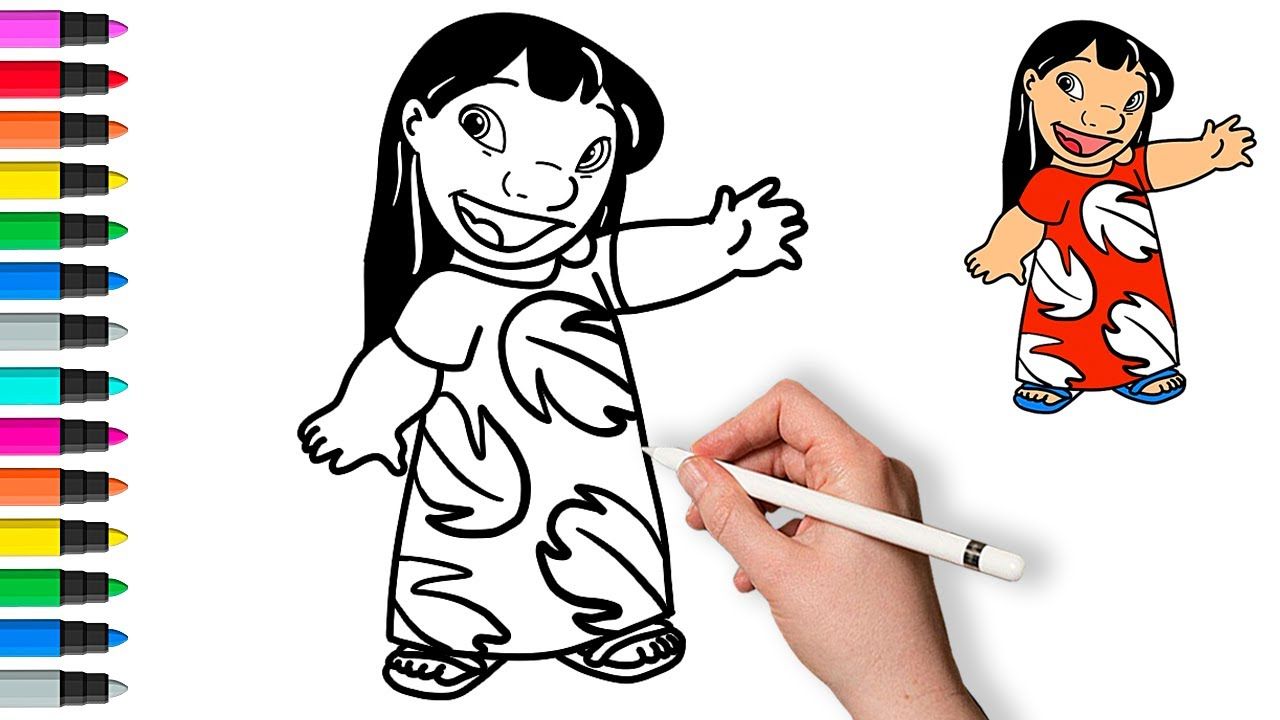Как нарисовать Лило (Лило и Стич) | Рисование и раскраски для детей смотреть онлайн