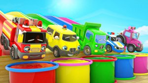 Мультяшки про машинки - Песня Baby Shark + Wheels On the Bus - Пойте песни и изучайте фигуры