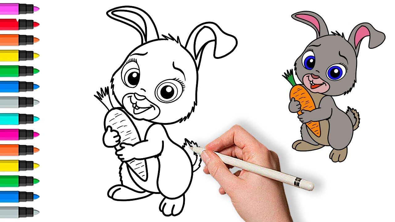 Как нарисовать зайца | Рисование и раскраски для детей смотреть онлайн