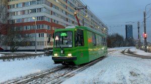 «Снежным ноябрём!» Учебный трамвай ПС39А1 №8315 на пр.Ветеранов, ноябрь 2025 года