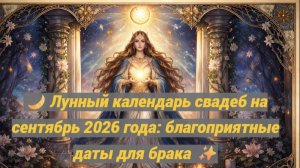 🌙 Лунный календарь свадеб на сентябрь 2026 года: благоприятные даты для брака ✨