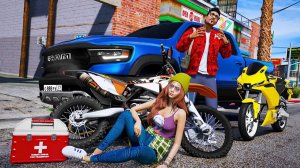 ОТЕЦ И СЫН В GTA 5 - ДЕВУШКА ПОПАЛА В АВАРИЮ НА МОТОЦИКЛЕ! МОТО ПОКАТУШКИ! ВОТЕР