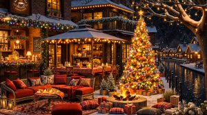 🎄 Уютное рождественское кафе 🔥 Зимний вечер, огонь и спокойный джаз