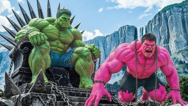 Халк против розового Халка,эпичная битва.