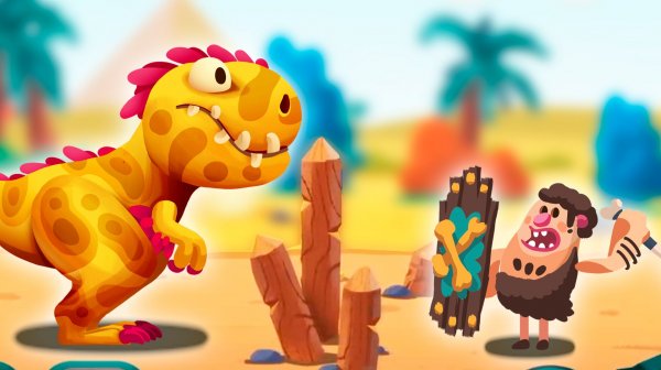 мультик DINO BASH 2 Динозавры Атака Троглодитов #1 веселые видео игры про динозавров. Dinosaurs.