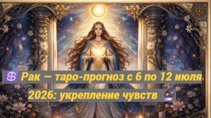 ♋ Рак — таро-прогноз с 6 по 12 июля 2026: укрепление чувств 🔮