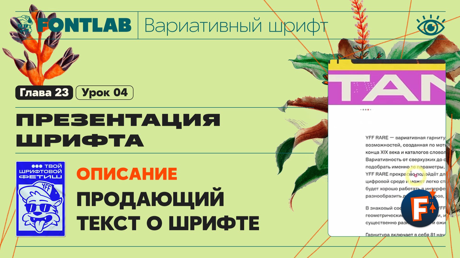 ДВШ 23-04 Презентация шрифта – Текстовое описание шрифта – Урок Fontlab