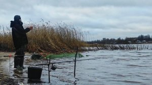 Пробую ловить на новом месте.Фидер зимой.