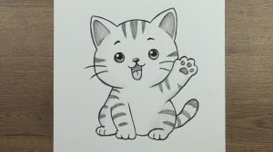 Как легко и пошагово нарисовать Милого Кота карандашом пошаговый урок рисования