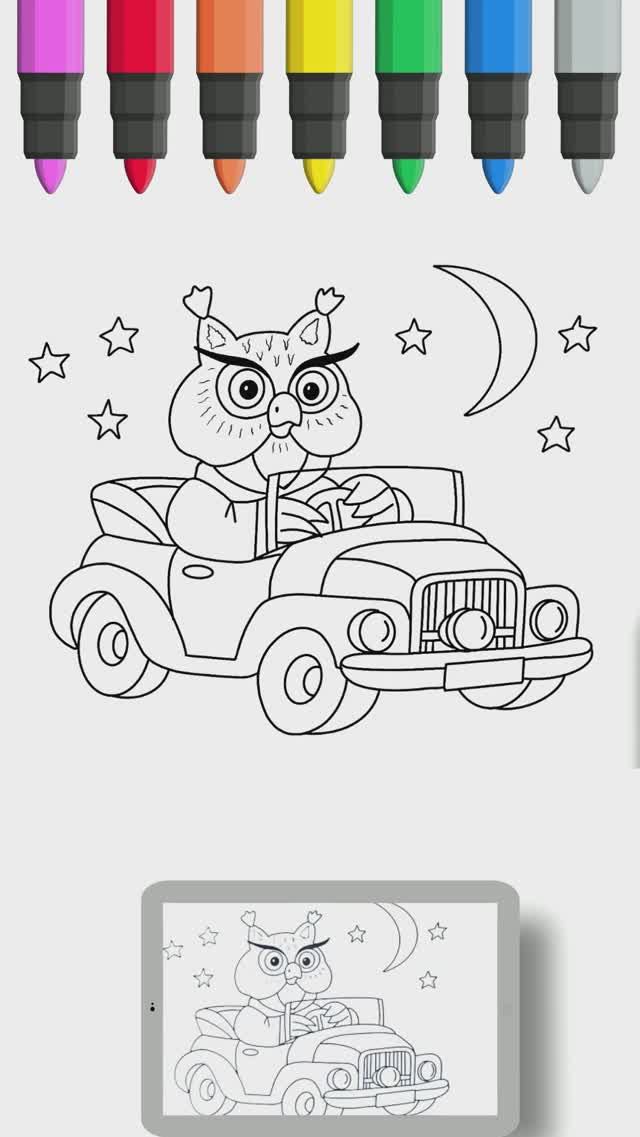 Как нарисовать сову на машине | Рисование для детей смотреть онлайн