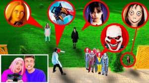 МОЙ ДРОН СНЯЛ УЭНСДЕЙ, ЧЕЛОВЕК-БЕНЗОПИЛА, МЕГАН, МАМА.EXE И БАНДА КЛОУНОВ В РЕАЛЬНОЙ ЖИЗНИ!