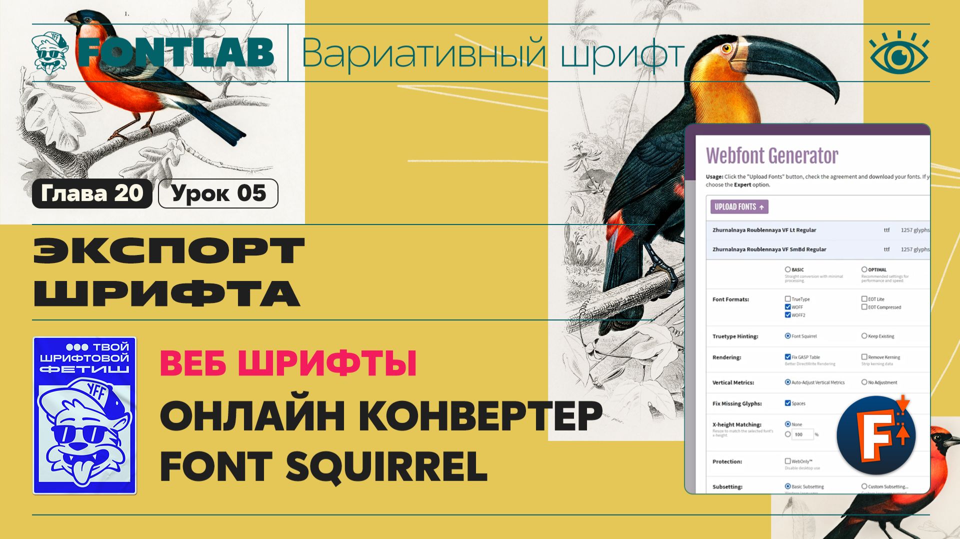 ДВШ 20-05 Экспорт – Веб шрифты – Онлайн конвертер Font Squirrel – Урок Fontlab