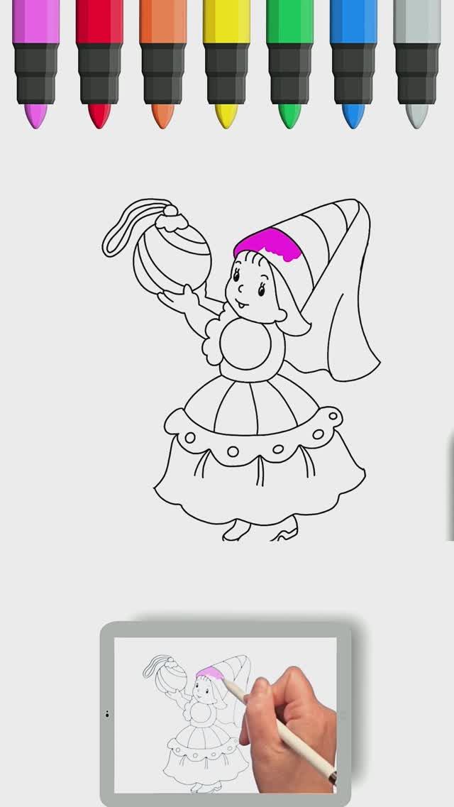 Девочка с мячом | Раскраски для детей смотреть онлайн