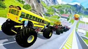 МУЛЬТИКИ ПРО МАШИНКИ Эпические прыжки и столкновения на скоростном монстр-траке Beamng Drive #106