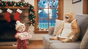 Рыжий котенок спасает Рождество с помощью пончиков. Самый сладкий момент мамы-кошки