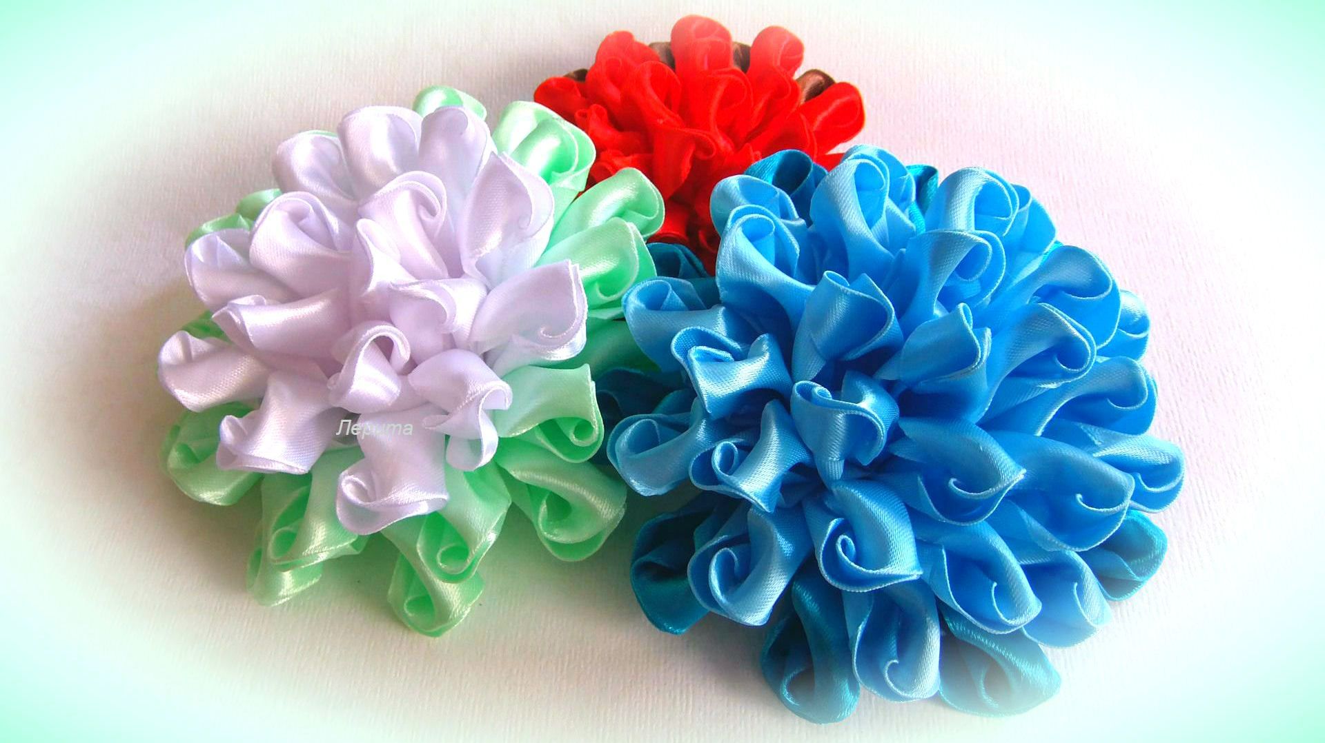 Красивые цветы из атласных лент. Цветы канзаши своими руками. смотреть онлайн
