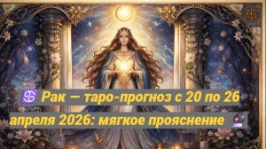 ♋ Рак — таро-прогноз с 20 по 26 апреля 2026: мягкое прояснение 🔮