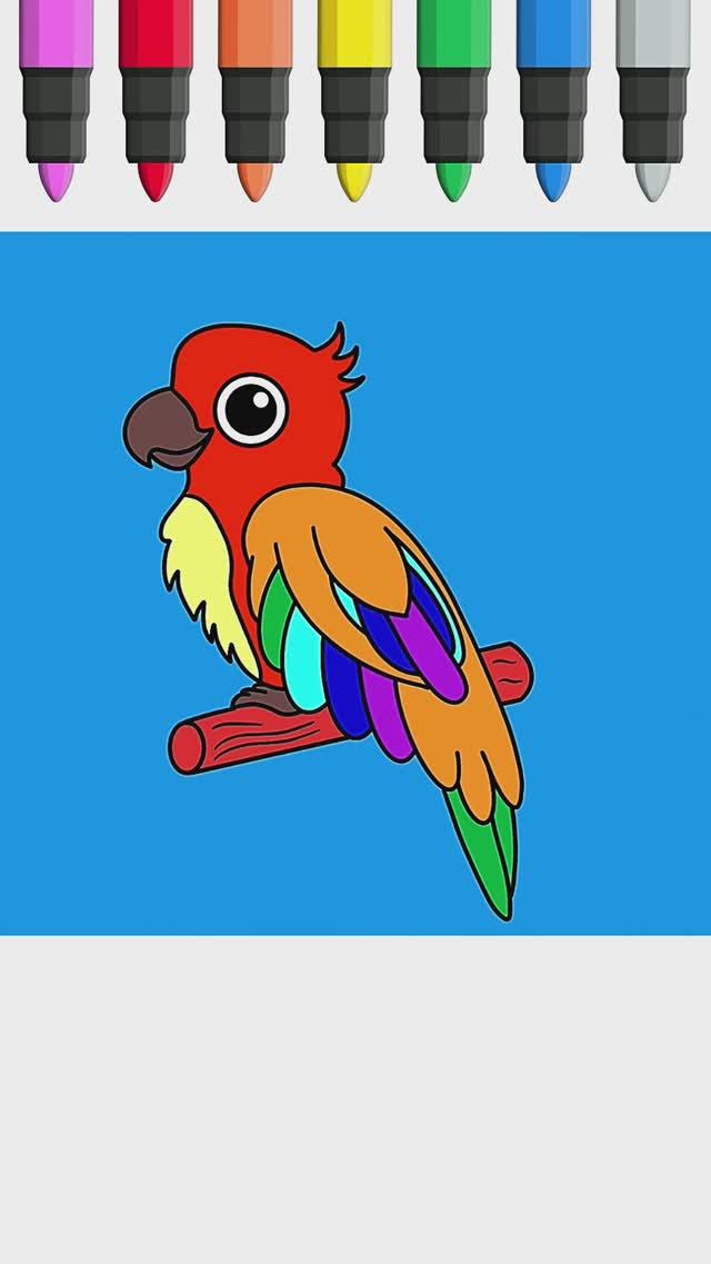 Как нарисовать попугая 🦜 Рисование и раскраски для детей смотреть онлайн