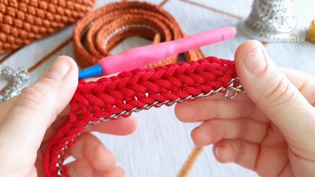 Ремень на сумочку из цепочки и шнура 3мм