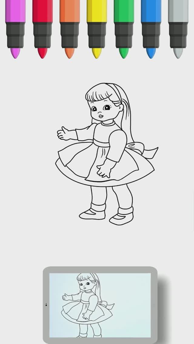 Как нарисовать куклу шаг за шагом 🎨 Рисование и раскраска для детей смотреть онлайн