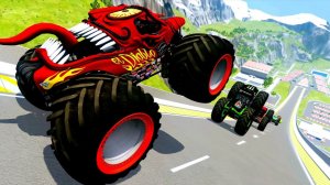 МУЛЬТИКИ ПРО МАШИНКИ Эпические прыжки и столкновения на скоростном монстр-траке Beamng Drive #103