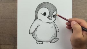 Как легко нарисовать Милого улыбчивого Пингвина карандашом: пошаговый урок рисования