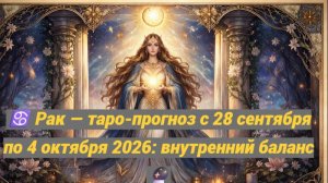 ♋ Рак — таро-прогноз с 28 сентября по 4 октября 2026: внутренний баланс 🔮