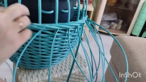 Узор цепочка из искусственного ротанга. Плетение кашпо.