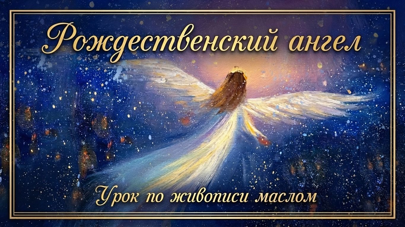 Рождественский ангел | Праздничный пошаговый урок по живописи маслом смотреть онлайн