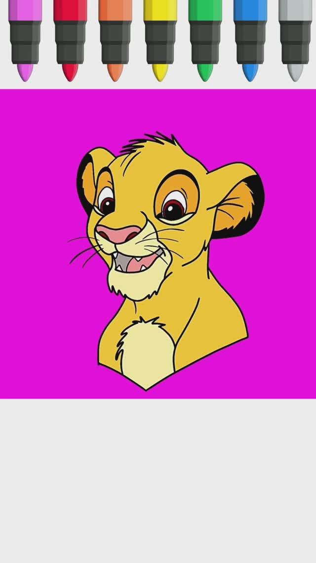 Как нарисовать Симбу из мультфильма "Король Лев" | Рисование и раскраски для детей смотреть онлайн