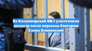 Во Владимирской ИК-1 ужесточили досмотр после перевода блогерши Елены Блиновской