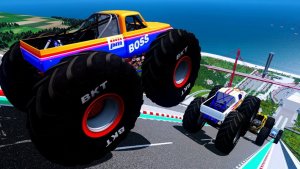 МУЛЬТИКИ ПРО МАШИНКИ Эпические прыжки и столкновения на скоростном монстр-траке Beamng Drive #98