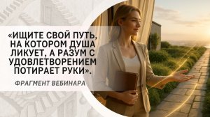«Ищите свой путь, на котором душа ликует, а разум с удовлетворением потирает руки».Фрагмент вебинара