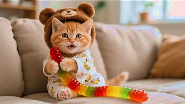 Мультики для детей, котик и вкусная конфета, мультфильм, видео про котиков, мультик для детей