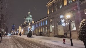 Снежная ночь перед Рождеством в Монреале, Канада | Пешеходная экскурсия зимой
