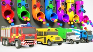 Играем и изучаем в цвета Маленькая акула и автобус с игрушками и горками Мультики про машинки