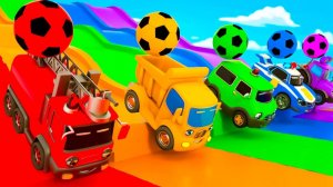 Мультики для детей! Большие футбольные мячи в разноцветном гараже! Дождик, дождик, уходи!