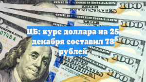 ЦБ: курс доллара на 25 декабря составил 78 рублей