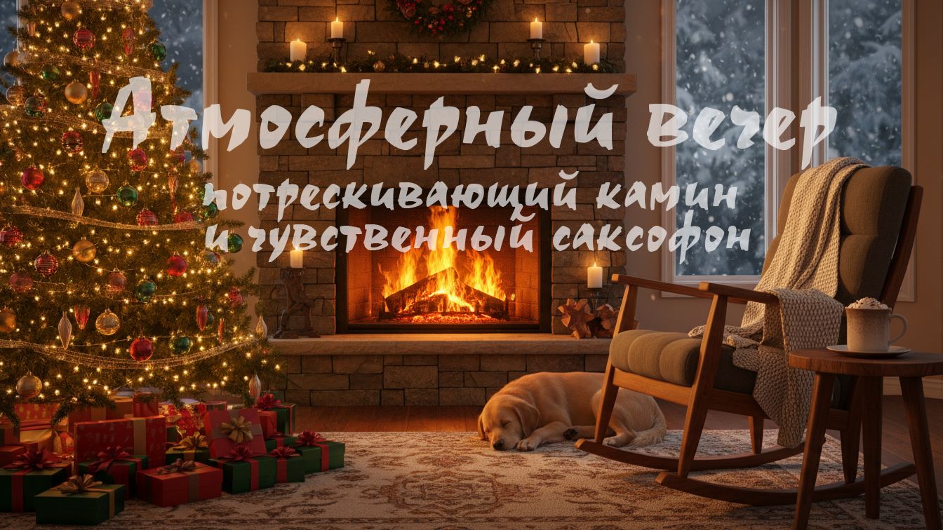 Уютный камин в зимней атмосфере|Звуки Камина|Камин|Саксофон|Романтика|Метель и звуки камина|Камин_4K