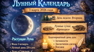 🌙 Лунный календарь на 3 марта 2026 года: энергия дня и подсказки Луны ✨