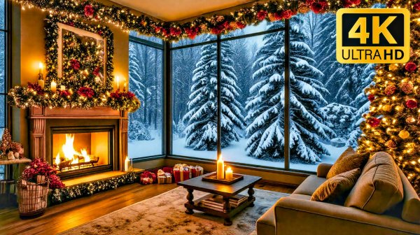 Камин 4К / Новогодняя музыка / Fireplace 4K